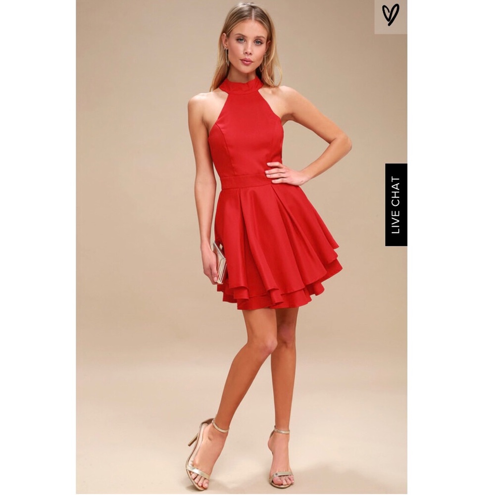 Lulu’s Dress Rehearsal Red Skater Dress Fit and Flare